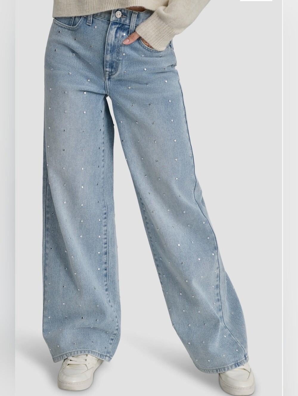 DKNY Jeans Studded High Waist Wide Leg Jeans Size 27